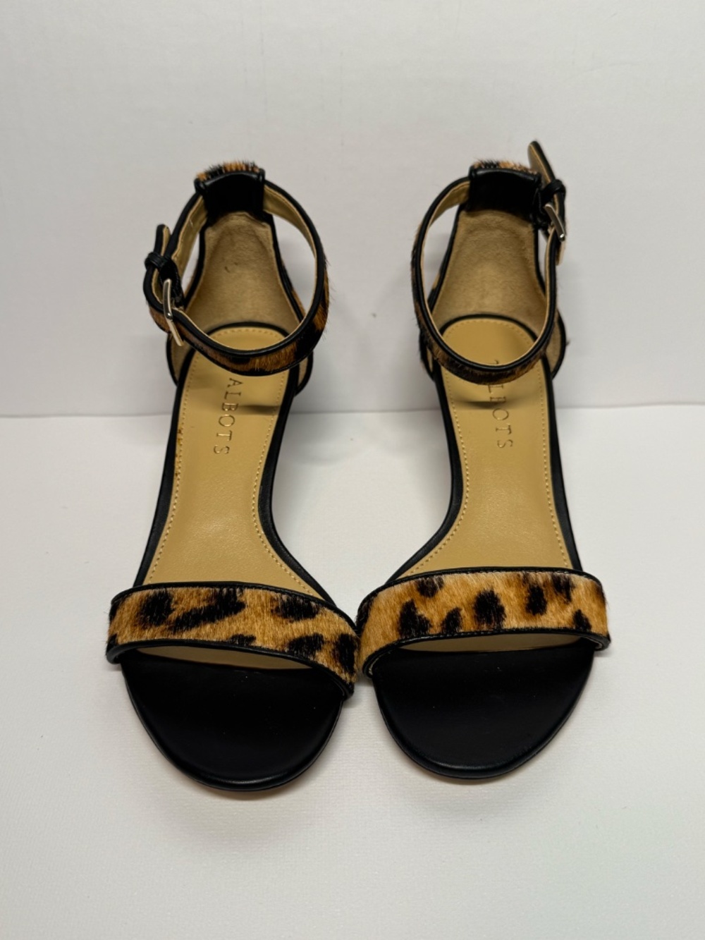 Talbots Leopard Print Calf Hair Ankle Strap Heels S 5M Chic Animal Print Sandals - Picture 3 of 11